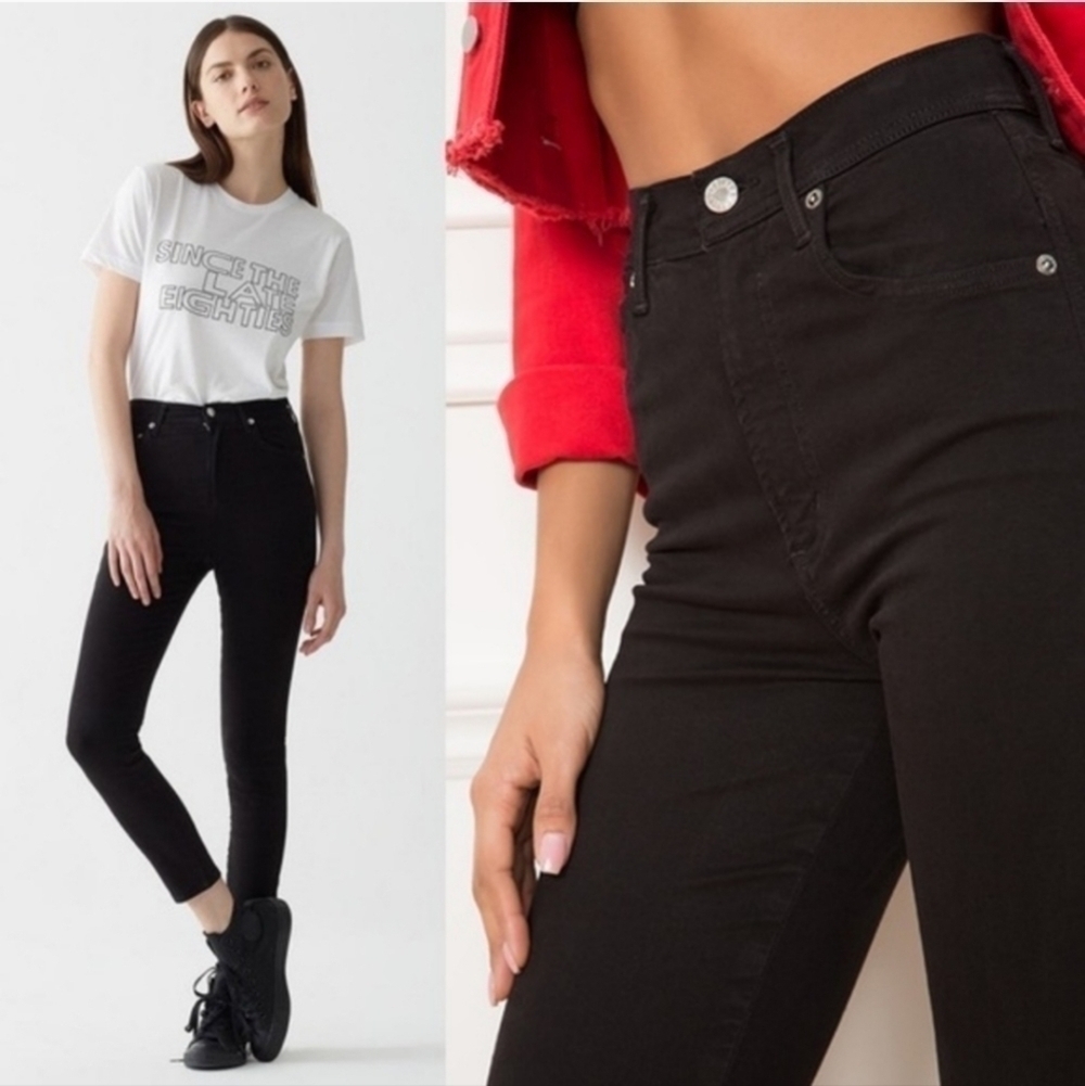 AGOLDE Filter Free High-Rise Skinny Crop Jeans in Black Size 26